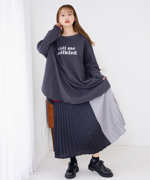 MILKFED.（ミルクフェド）の「ZEBRA LOGO BIG TOP（Tシャツ/カットソー・レディース・ホワイト/チャコール/オレンジ・ONE SIZE）」の17枚目の写真
