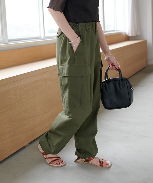 DISCOAT(ディスコート)の「リップストップカーゴパンツ(カーゴパンツ・レディース・チャコールグレー/カーキ・FREE)」の10枚目の写真
