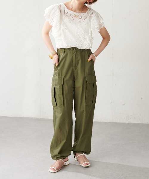 DISCOAT(ディスコート)の「リップストップカーゴパンツ(カーゴパンツ・レディース・チャコールグレー/カーキ・FREE)」の15枚目の写真