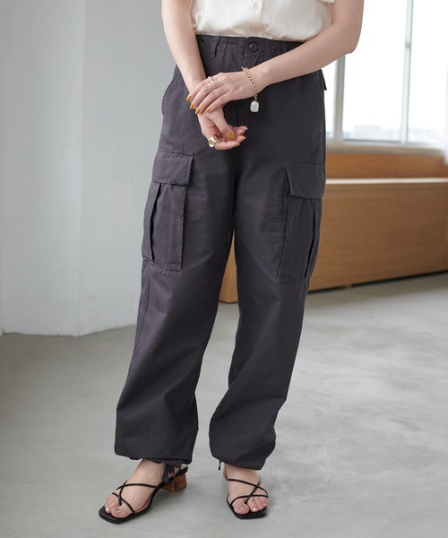 DISCOAT(ディスコート)の「リップストップカーゴパンツ(カーゴパンツ・レディース・チャコールグレー/カーキ・FREE)」の8枚目の写真