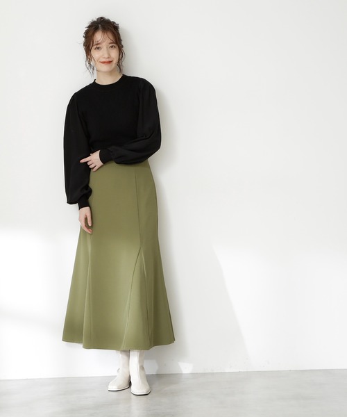 N.（N. Natural Beauty Basic）（エヌエヌナチュラルビューティーベーシック）の「サスペンダー付マーメイドスカート（スカート・レディース・ブラック/レッド/カーキ・MEDIUM）」の13枚目の写真