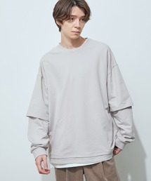 JUNRED | フェイクレイヤード裏毛ロングTシャツ(Tシャツ/カットソー)
