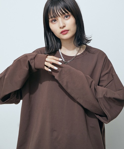 JUNRED(ジュンレッド)の「フェイクレイヤード裏毛ロングTシャツ(Tシャツ/カットソー・メンズ・グレー/ダークブラウン/ブルー・S/M/L)」の15枚目の写真