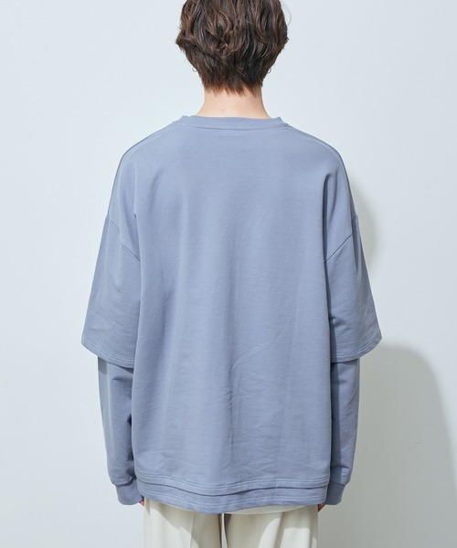 JUNRED(ジュンレッド)の「フェイクレイヤード裏毛ロングTシャツ(Tシャツ/カットソー・メンズ・グレー/ダークブラウン/ブルー・S/M/L)」の22枚目の写真