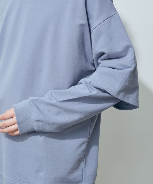 JUNRED(ジュンレッド)の「フェイクレイヤード裏毛ロングTシャツ(Tシャツ/カットソー・メンズ・グレー/ダークブラウン/ブルー・S/M/L)」の19枚目の写真