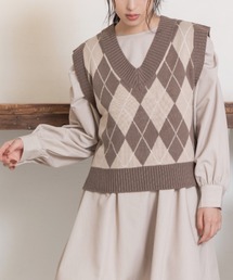 Mysa&Liina | アーガイル柄ニットベスト(ベスト)