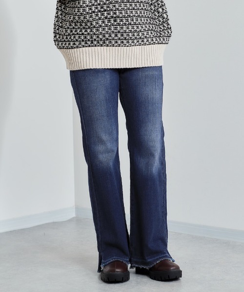 cepo（セポ）の「フレアーデニムパンツ　セットアップ可能（デニムパンツ・レディース・ブラウン/ベージュ/ブルー系2/ネイビー/ブルー系1・M/S）」の4枚目の写真