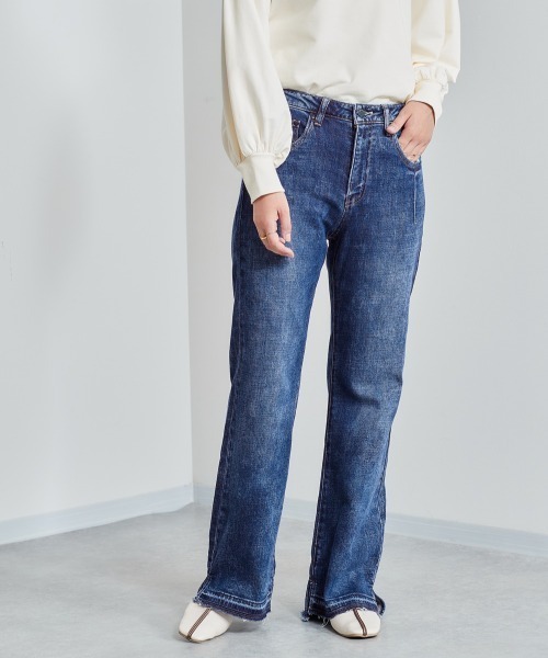 cepo（セポ）の「フレアーデニムパンツ　セットアップ可能（デニムパンツ・レディース・ブラウン/ベージュ/ブルー系2/ネイビー/ブルー系1・M/S）」の8枚目の写真