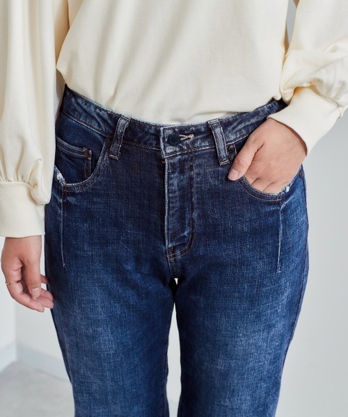 cepo（セポ）の「フレアーデニムパンツ　セットアップ可能（デニムパンツ・レディース・ブラウン/ベージュ/ブルー系2/ネイビー/ブルー系1・M/S）」の12枚目の写真