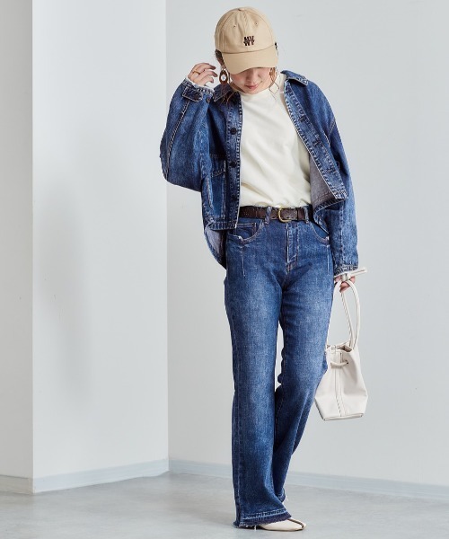 cepo（セポ）の「フレアーデニムパンツ　セットアップ可能（デニムパンツ・レディース・ブラウン/ベージュ/ブルー系2/ネイビー/ブルー系1・M/S）」の11枚目の写真