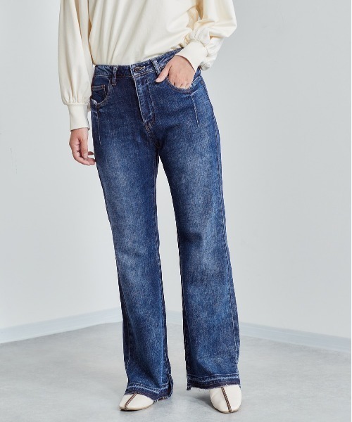 cepo（セポ）の「フレアーデニムパンツ　セットアップ可能（デニムパンツ・レディース・ブラウン/ベージュ/ブルー系2/ネイビー/ブルー系1・M/S）」の10枚目の写真