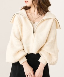 Chico | 前ZIPセーラー襟ドルマンニットカーディガン(カーディガン/ボレロ)