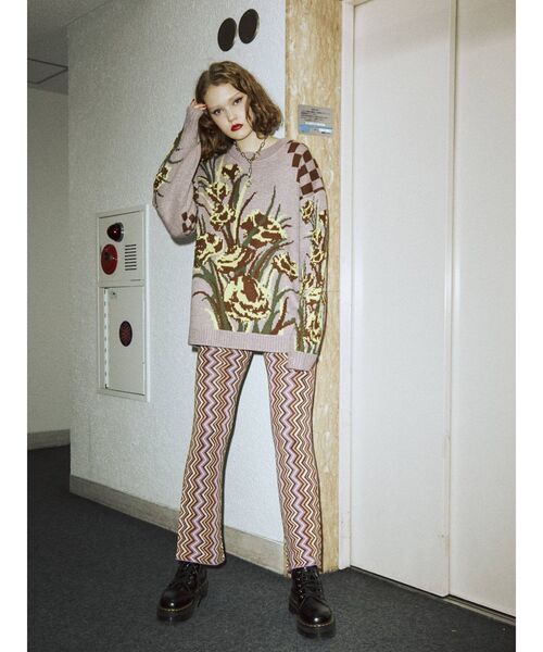 jouetie（ジュエティ）の「ジャガードパターンニットパンツ（その他パンツ・レディース・ブラック/パープル/ボルドー・MEDIUM）」の14枚目の写真