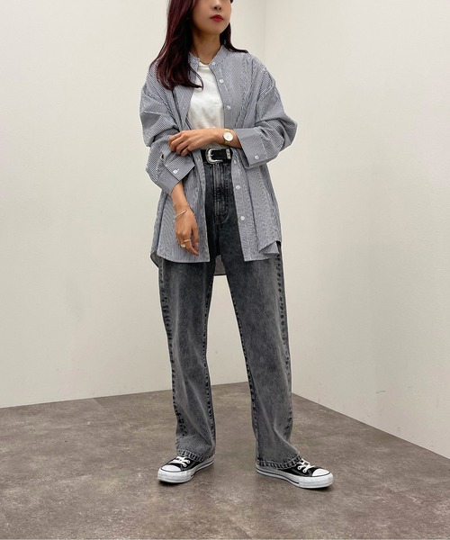 apres jour mignon（アプレジュールミニョン）の「ストライプバンドカラーシャツ【ZOZOTOWN限定アイテム】（シャツ/ブラウス・レディース・レッド/ネイビー/グリーン/オレンジ・フリー/X-LARGE）」の9枚目の写真