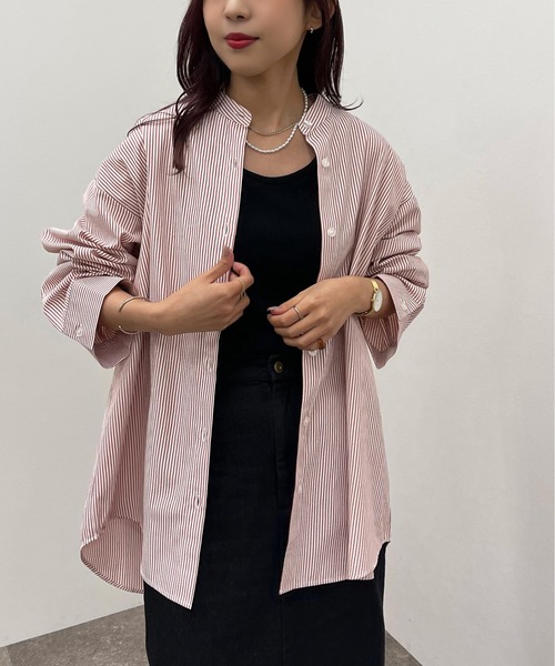 apres jour mignon（アプレジュールミニョン）の「ストライプバンドカラーシャツ【ZOZOTOWN限定アイテム】（シャツ/ブラウス・レディース・レッド/ネイビー/グリーン/オレンジ・フリー/X-LARGE）」の12枚目の写真