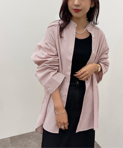 apres jour mignon（アプレジュールミニョン）の「ストライプバンドカラーシャツ【ZOZOTOWN限定アイテム】（シャツ/ブラウス・レディース・レッド/ネイビー/グリーン/オレンジ・フリー/X-LARGE）」の13枚目の写真