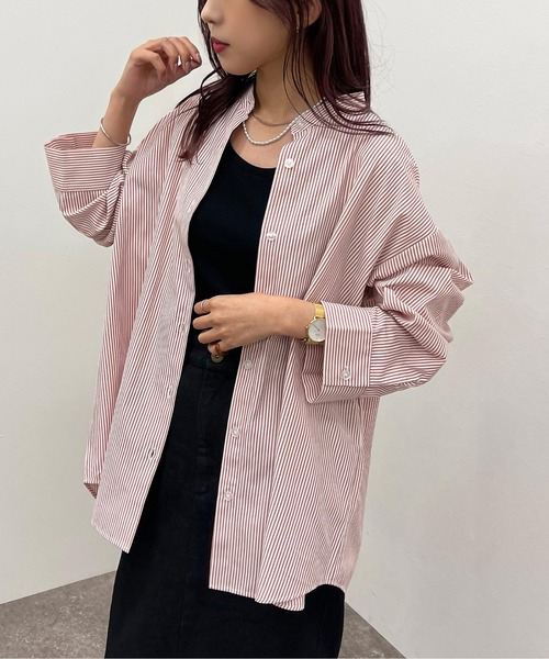 apres jour mignon（アプレジュールミニョン）の「ストライプバンドカラーシャツ【ZOZOTOWN限定アイテム】（シャツ/ブラウス・レディース・レッド/ネイビー/グリーン/オレンジ・フリー/X-LARGE）」の14枚目の写真