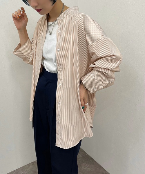 apres jour mignon（アプレジュールミニョン）の「ストライプバンドカラーシャツ【ZOZOTOWN限定アイテム】（シャツ/ブラウス・レディース・レッド/ネイビー/グリーン/オレンジ・フリー/X-LARGE）」の19枚目の写真