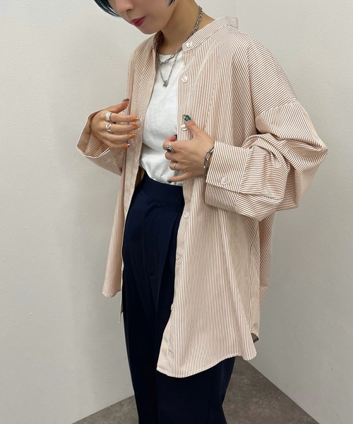 apres jour mignon（アプレジュールミニョン）の「ストライプバンドカラーシャツ【ZOZOTOWN限定アイテム】（シャツ/ブラウス・レディース・レッド/ネイビー/グリーン/オレンジ・フリー/X-LARGE）」の20枚目の写真