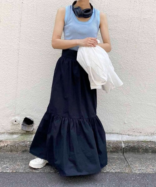 byYOUANCE（バイユアンス）の「ボリュームティアードロングスカート（スカート・レディース・ブラック/その他1・FREE）」の2枚目の写真