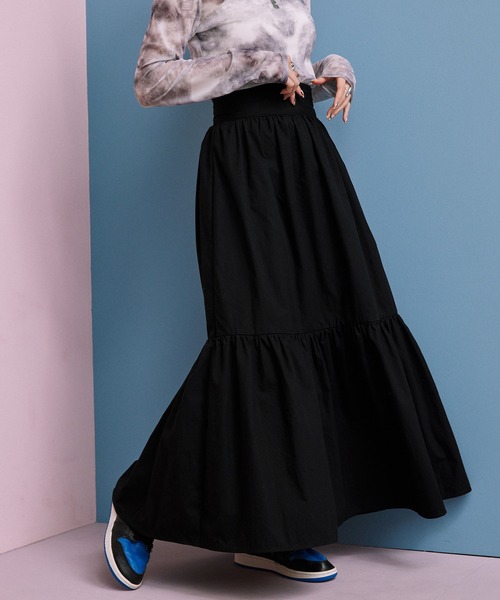 byYOUANCE（バイユアンス）の「ボリュームティアードロングスカート（スカート・レディース・ブラック/その他1・FREE）」の5枚目の写真