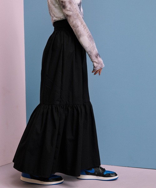 byYOUANCE（バイユアンス）の「ボリュームティアードロングスカート（スカート・レディース・ブラック/その他1・FREE）」の6枚目の写真