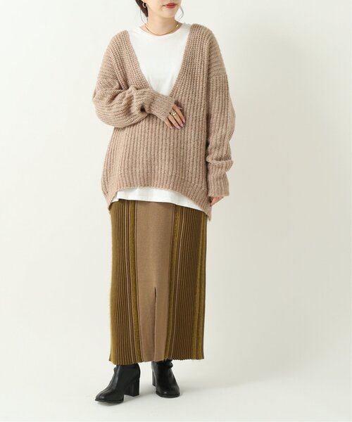 RAY CASSIN(レイカズン)の「マルチストライプニットスカート(スカート・レディース・ライトカーキ/ベージュ/ブラック・FREE)」の21枚目の写真