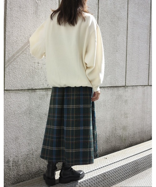 LiSeek（リシーク）の「【LiSeeK】ツイードチェック柄ロングスカート（スカート・レディース・オレンジ/グリーン・FREE）」の8枚目の写真