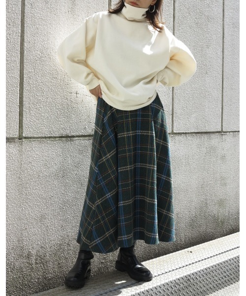 LiSeek（リシーク）の「【LiSeeK】ツイードチェック柄ロングスカート（スカート・レディース・オレンジ/グリーン・FREE）」の9枚目の写真