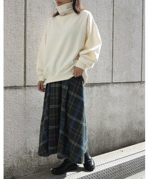 LiSeek（リシーク）の「【LiSeeK】ツイードチェック柄ロングスカート（スカート・レディース・オレンジ/グリーン・FREE）」の10枚目の写真