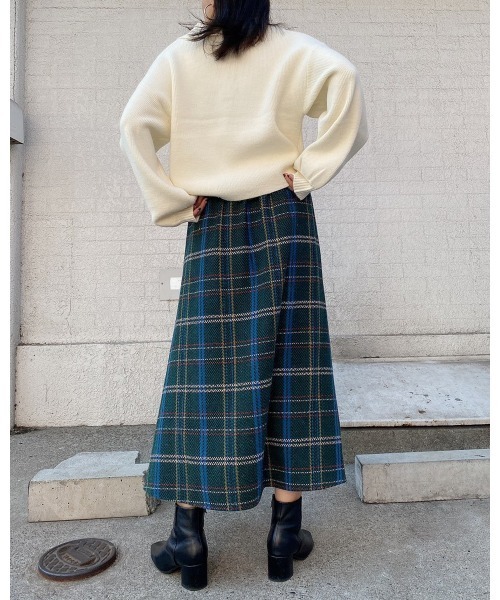 LiSeek（リシーク）の「【LiSeeK】ツイードチェック柄ロングスカート（スカート・レディース・オレンジ/グリーン・FREE）」の17枚目の写真