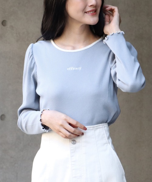 Honeys（ハニーズ）の「配色使いトップス（Tシャツ/カットソー・レディース・アイボリー/モカ/ブラック/ブルー系その他・L/S/M）」の4枚目の写真