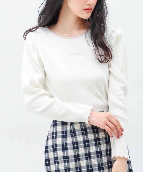 Honeys（ハニーズ）の「配色使いトップス（Tシャツ/カットソー・レディース・アイボリー/モカ/ブラック/ブルー系その他・L/S/M）」の2枚目の写真