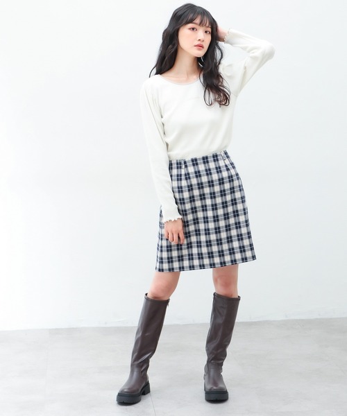 Honeys（ハニーズ）の「配色使いトップス（Tシャツ/カットソー・レディース・アイボリー/モカ/ブラック/ブルー系その他・L/S/M）」の5枚目の写真