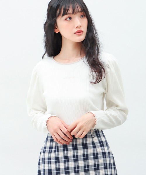 Honeys（ハニーズ）の「配色使いトップス（Tシャツ/カットソー・レディース・アイボリー/モカ/ブラック/ブルー系その他・L/S/M）」の6枚目の写真