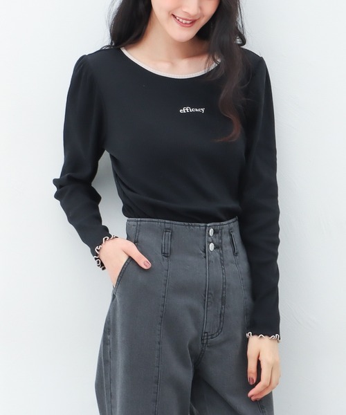 Honeys（ハニーズ）の「配色使いトップス（Tシャツ/カットソー・レディース・アイボリー/モカ/ブラック/ブルー系その他・L/S/M）」の12枚目の写真