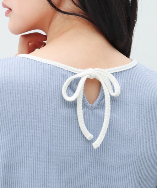 Honeys（ハニーズ）の「配色使いトップス（Tシャツ/カットソー・レディース・アイボリー/モカ/ブラック/ブルー系その他・L/S/M）」の20枚目の写真