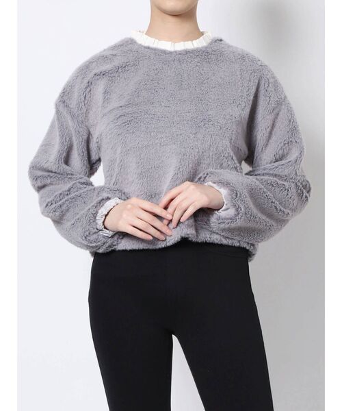 merry jenny(メリージェニー)の「【WEB限定】フリルカラーエコファートレーナー(ニット/セーター・レディース・ブラック/ベージュ/ブルー・FREE)」の6枚目の写真