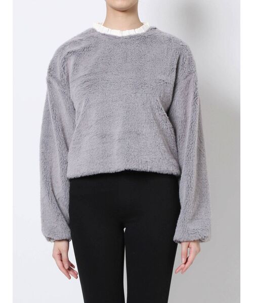 merry jenny(メリージェニー)の「【WEB限定】フリルカラーエコファートレーナー(ニット/セーター・レディース・ブラック/ベージュ/ブルー・FREE)」の19枚目の写真