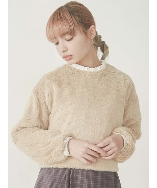 merry jenny(メリージェニー)の「【WEB限定】フリルカラーエコファートレーナー(ニット/セーター・レディース・ブラック/ベージュ/ブルー・FREE)」の1枚目の写真