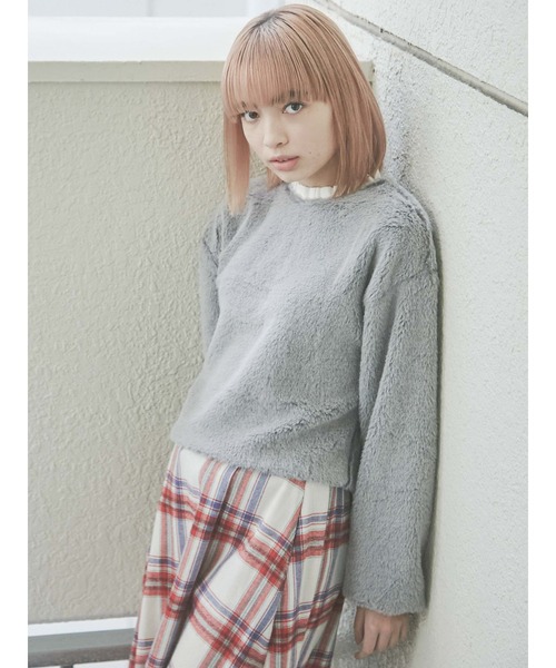 merry jenny(メリージェニー)の「【WEB限定】フリルカラーエコファートレーナー(ニット/セーター・レディース・ブラック/ベージュ/ブルー・FREE)」の21枚目の写真