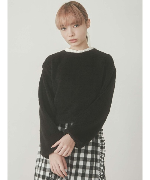 merry jenny(メリージェニー)の「【WEB限定】フリルカラーエコファートレーナー(ニット/セーター・レディース・ブラック/ベージュ/ブルー・FREE)」の13枚目の写真