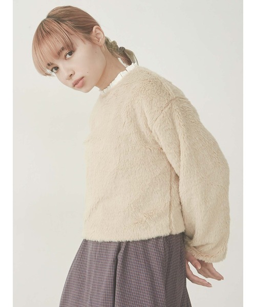 merry jenny(メリージェニー)の「【WEB限定】フリルカラーエコファートレーナー(ニット/セーター・レディース・ブラック/ベージュ/ブルー・FREE)」の18枚目の写真