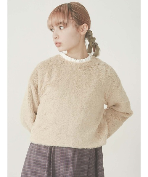 merry jenny(メリージェニー)の「【WEB限定】フリルカラーエコファートレーナー(ニット/セーター・レディース・ブラック/ベージュ/ブルー・FREE)」の14枚目の写真