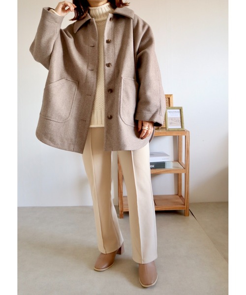 Amourire（アムリール）の「【yumi.コラボ】ポンチョコート（ブルゾン・レディース・チャコールグレー/ベージュ/モカ・M/L）」の14枚目の写真