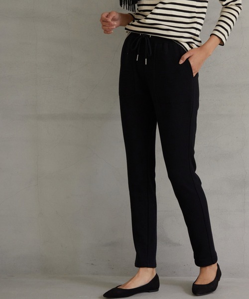 OMNES（オムネス）の「ストレッチ裏シャギーイージーパンツ（スウェットパンツ・レディース・ブラック/インディゴブルー/チャコール/ネイビー系・MEDIUM/LARGE）」の2枚目の写真