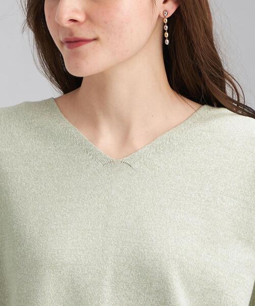 green label relaxing（グリーンレーベルリラクシング）の「ミツモク MIX Vネック プルオーバー ニット -ウォッシャブル-（ニット/セーター・レディース・ライム/ナチュラル・FREE）」の6枚目の写真