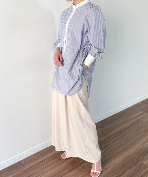 JUNOAH（ジュノア）の「ストライプレイヤードシャツ（シャツ/ブラウス・レディース・ピンク/ネイビー/ブルー/イエロー・MEDIUM/LARGE/X-LARGE）」の14枚目の写真