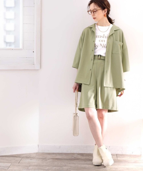 classicalelf（クラシカルエルフ）の「大人の上品セットアップ。ベルト付きメンズライクショートパンツ（その他パンツ・レディース・ブラック/カーキ/モカ・LARGE/MEDIUM/SMALL/X-LARGE）」の14枚目の写真