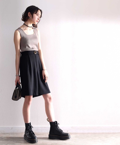 classicalelf（クラシカルエルフ）の「大人の上品セットアップ。ベルト付きメンズライクショートパンツ（その他パンツ・レディース・ブラック/カーキ/モカ・LARGE/MEDIUM/SMALL/X-LARGE）」の9枚目の写真